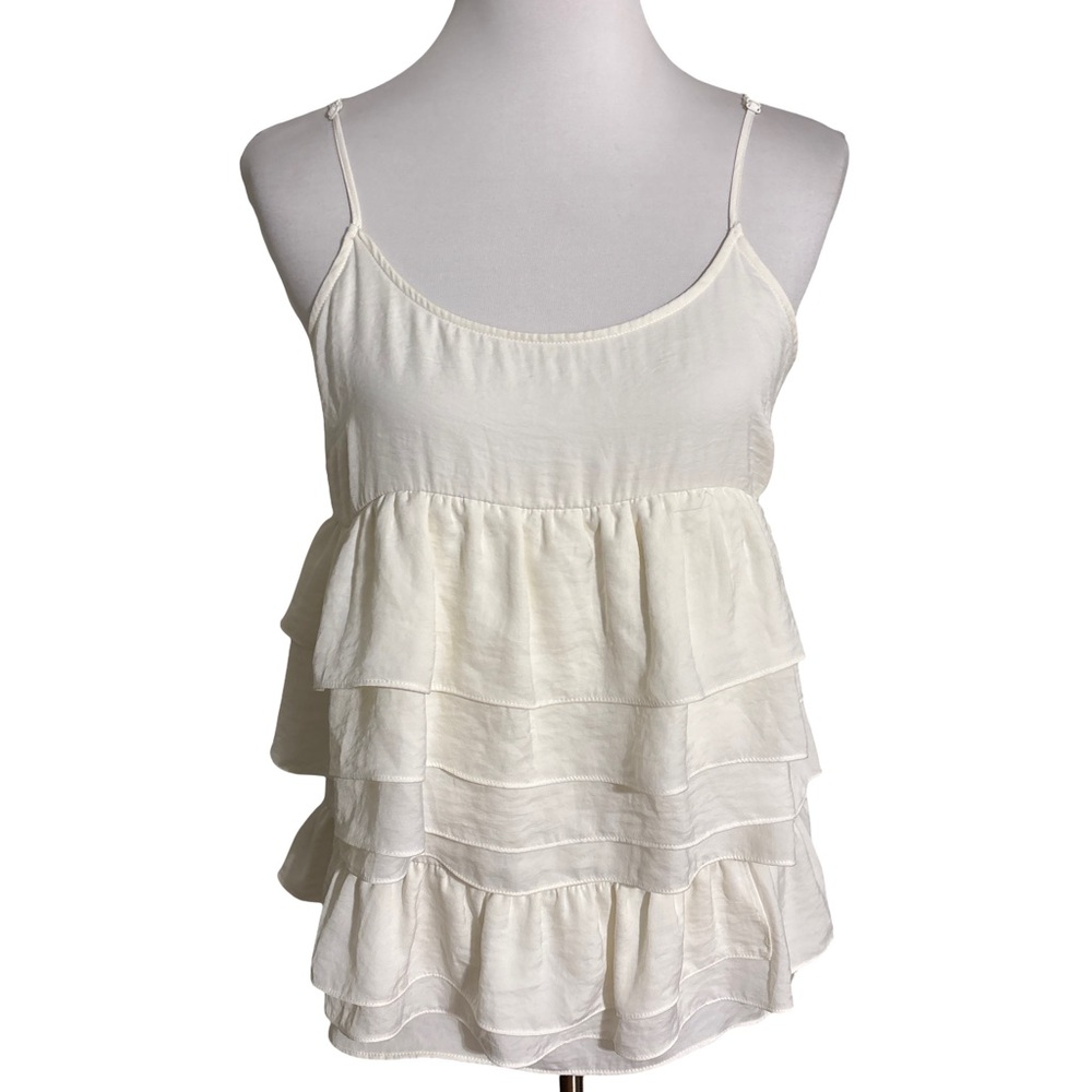 Who What Wear Cream Tiered Blouse